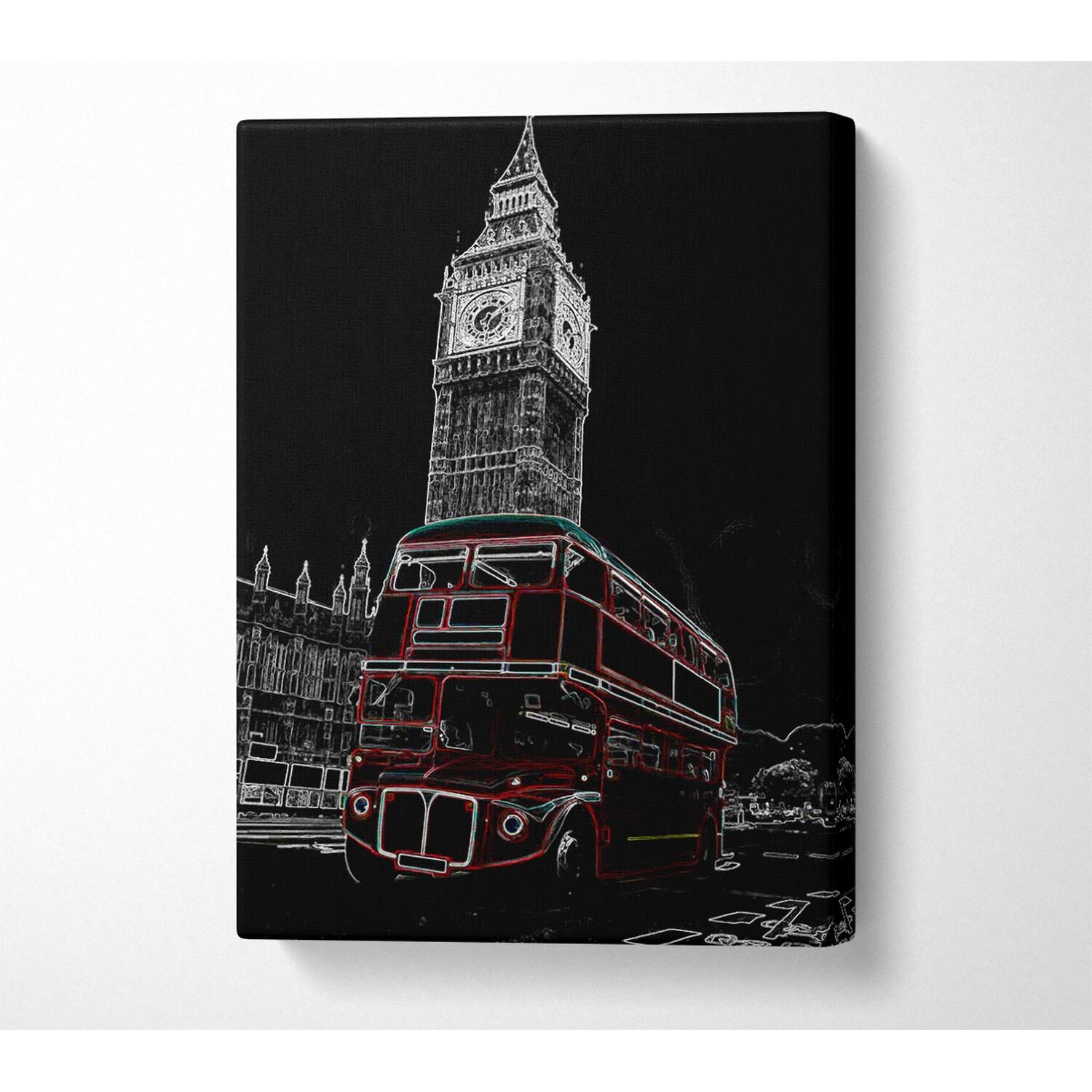 Wallart-Direct - London Night Bus Canvas Print Wall Art - Yellow / 101.6cm thumbnail