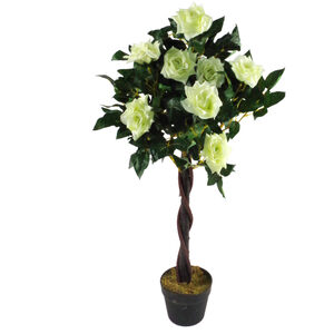 Artificial Cream Rose Tree Twisted Vine Detail