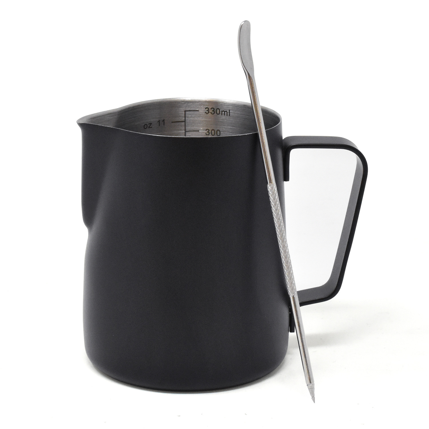 Milk Frothing Jug with Latte Art Pen - Black