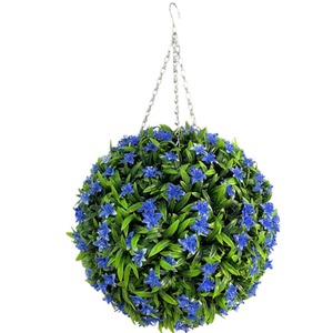 Best Artificial 38cm Blue Lily Hanging Basket Flower Topiary Ball