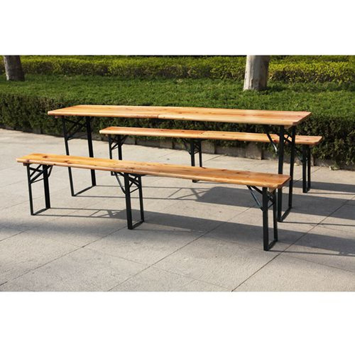 Newhabitat 3-Piece Folding Beer Table & Bench Set - Weatherproof Plastic Camping Furniture, 180cm Anthracite