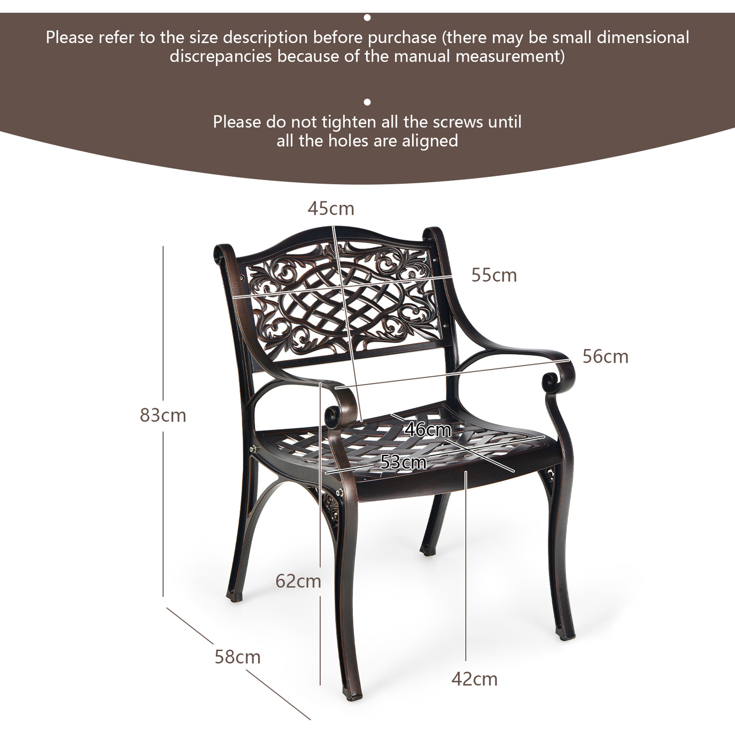 2 Piece Garden Patio Cast Chair