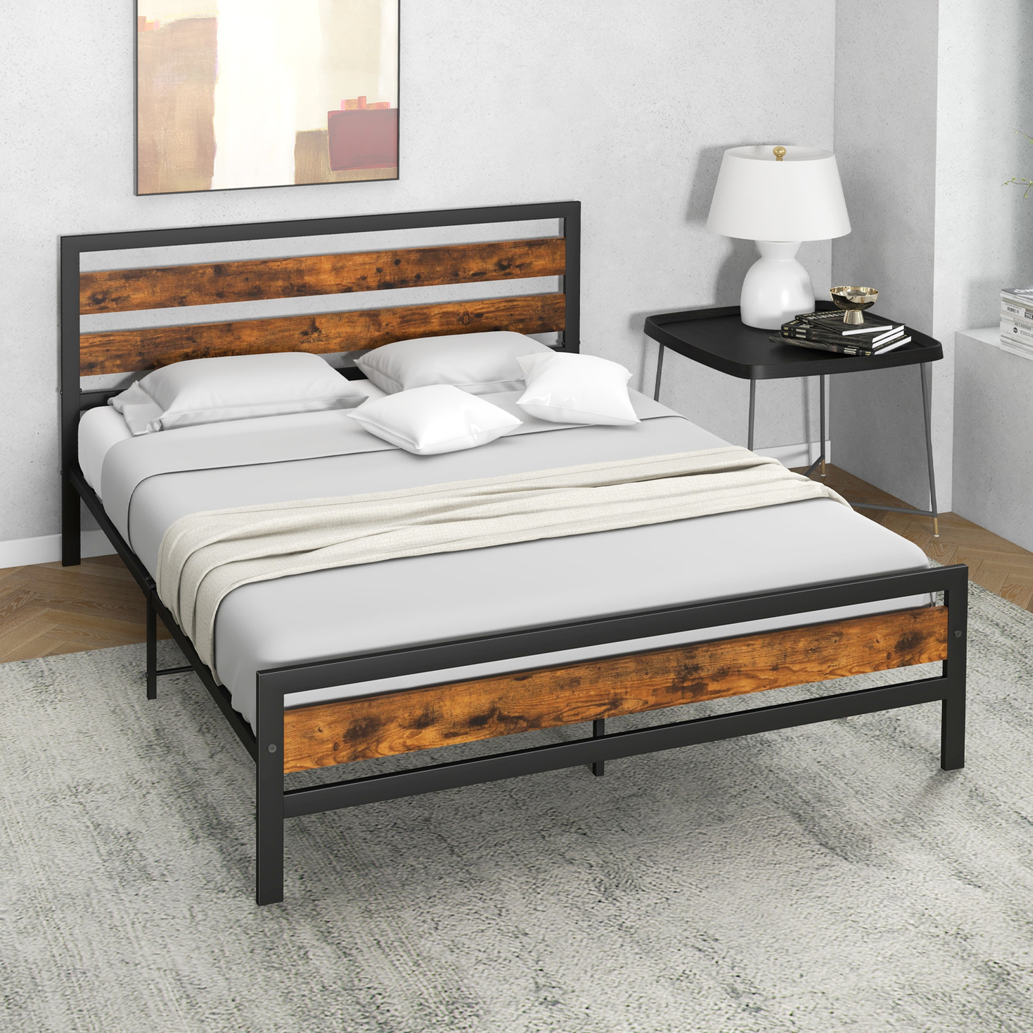 Industrial King Bed Frame - Black