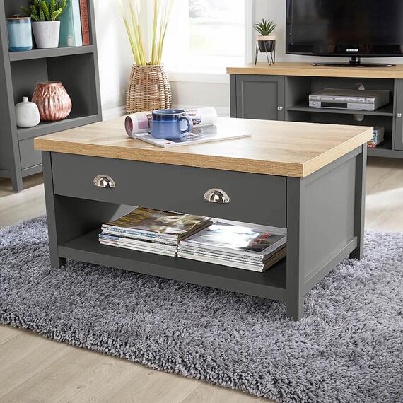 Home Source Avon 2 Drawer Coffee Table Storage Unit 36mm Top