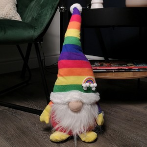 Sitting Plush Christmas Gonk Decoration in Rainbow