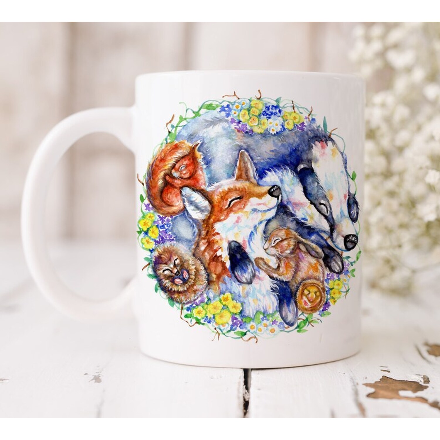Image of Woodland Friends Watercolour Art Mug -&hellip;