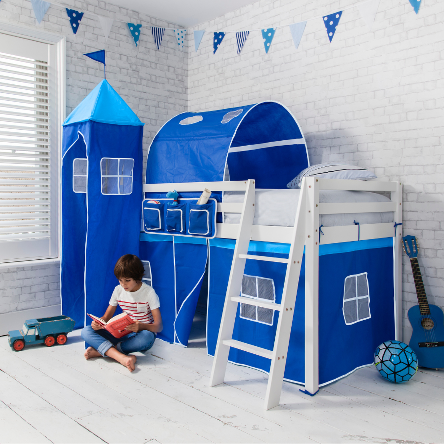 Moro Cabin Bed In White And Blue Package - White Brilliant Blue Package