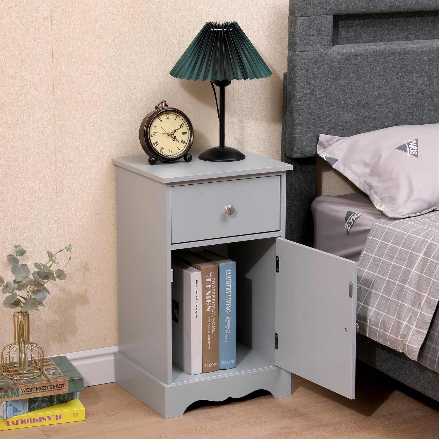 Hmd Bedside Table 1 Or 2 -white Or Grey - Grey 1