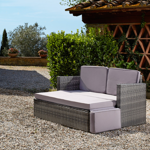 Garden Furniture Corfu - 2-Seater Sofa with Footstools and Cushions