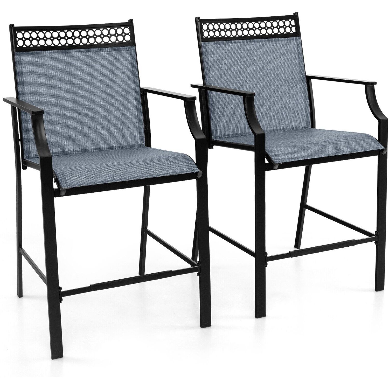 2pcs Outdoor Bar Stools - Blue
