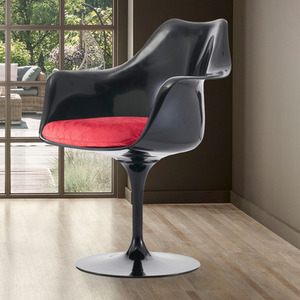 Black Tulip Armchair with Luxurious Cushion