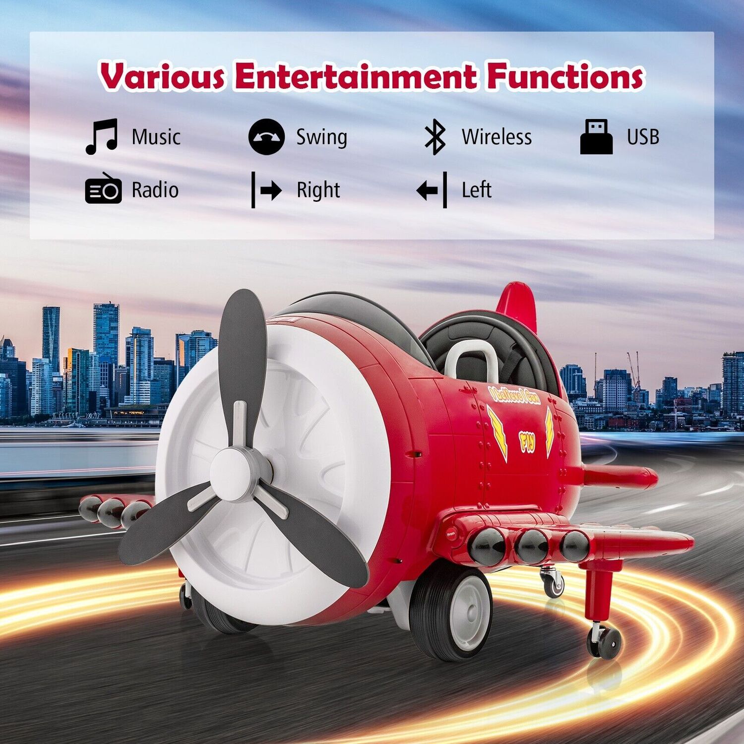 Kids Ride On Plane Car Toy Electric Airplane