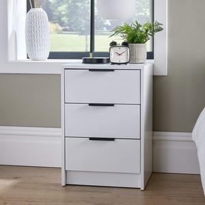 White Home Source Phoenix 3 Drawer Bedside  shot 6115009