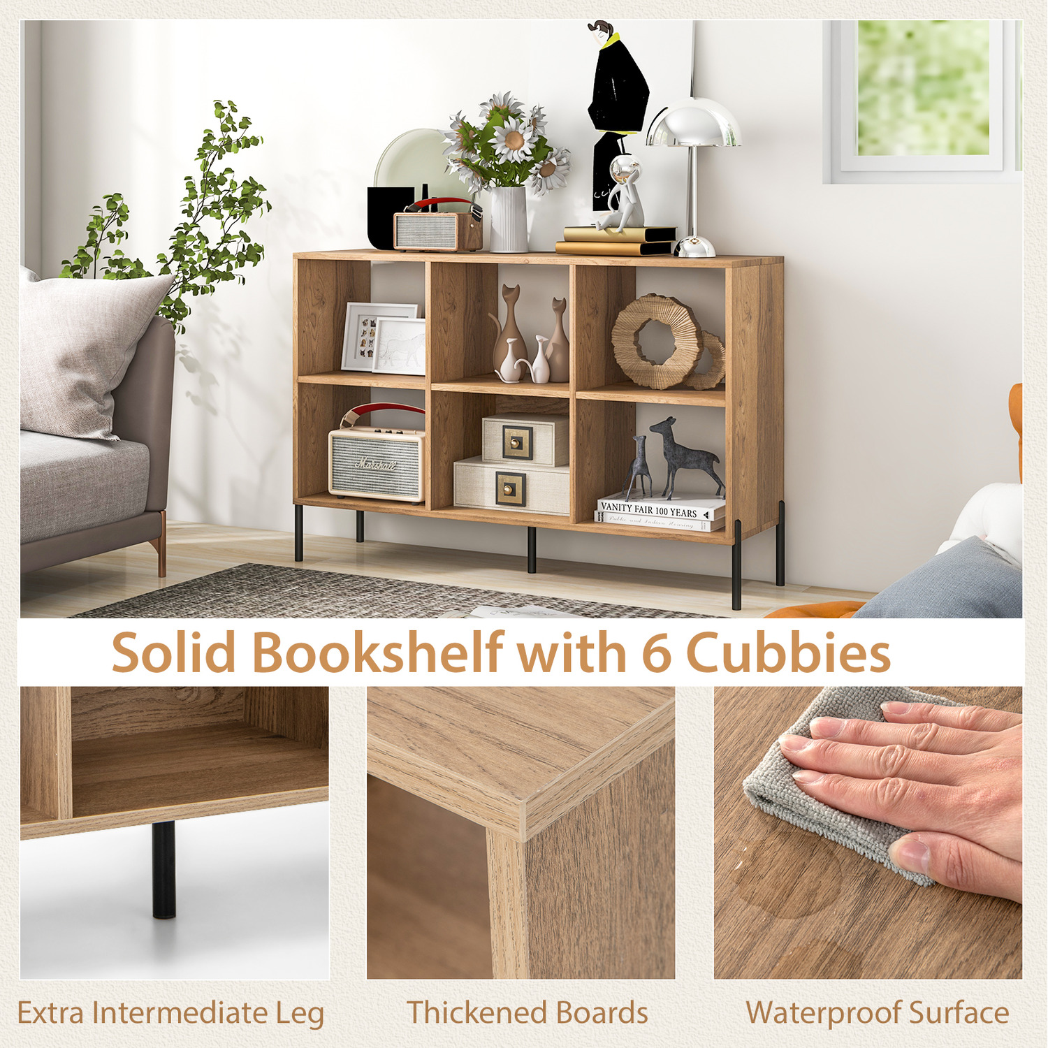 6-cube Open Storage Bookcase - Brown