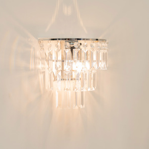 Kelsks Pair of Acrylic Jewel Droplets Shade Chrome Stem Wall Lights