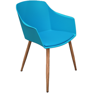 Blue Single Eden Plastic Dining Chair with Padded Leather Cushions for Dining Room shot 6827328