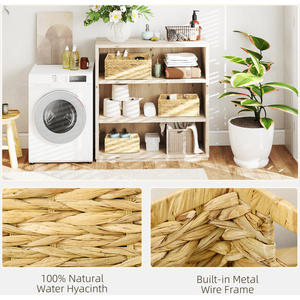 HOMCOM Set of 3 Wicker Storage Baskets Natural Tone
