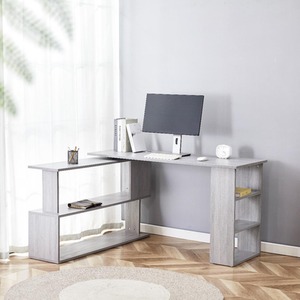 Office Desk L-Shaped with Storage Shelves