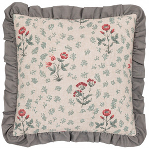 Linen Renata Floral Printed Ruffle Cushion