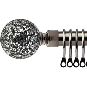 16-19mm Mirrored Extendable Durable Metal Curtain Pole Set