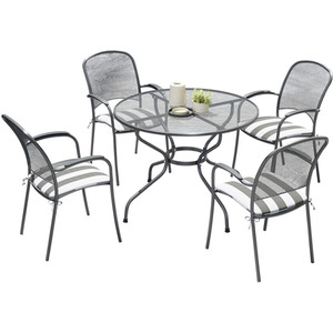 Carlo Round Mesh Outdoor 4 Seater Dining Set with Cushions