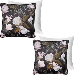 Pack of Matte Velvet Floral Filled Cushions