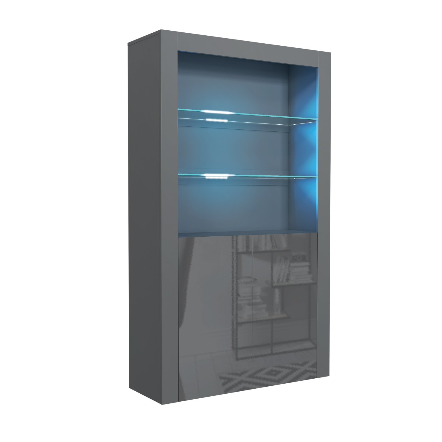 Spectrum Display Cabinet 170cm - Dark Grey