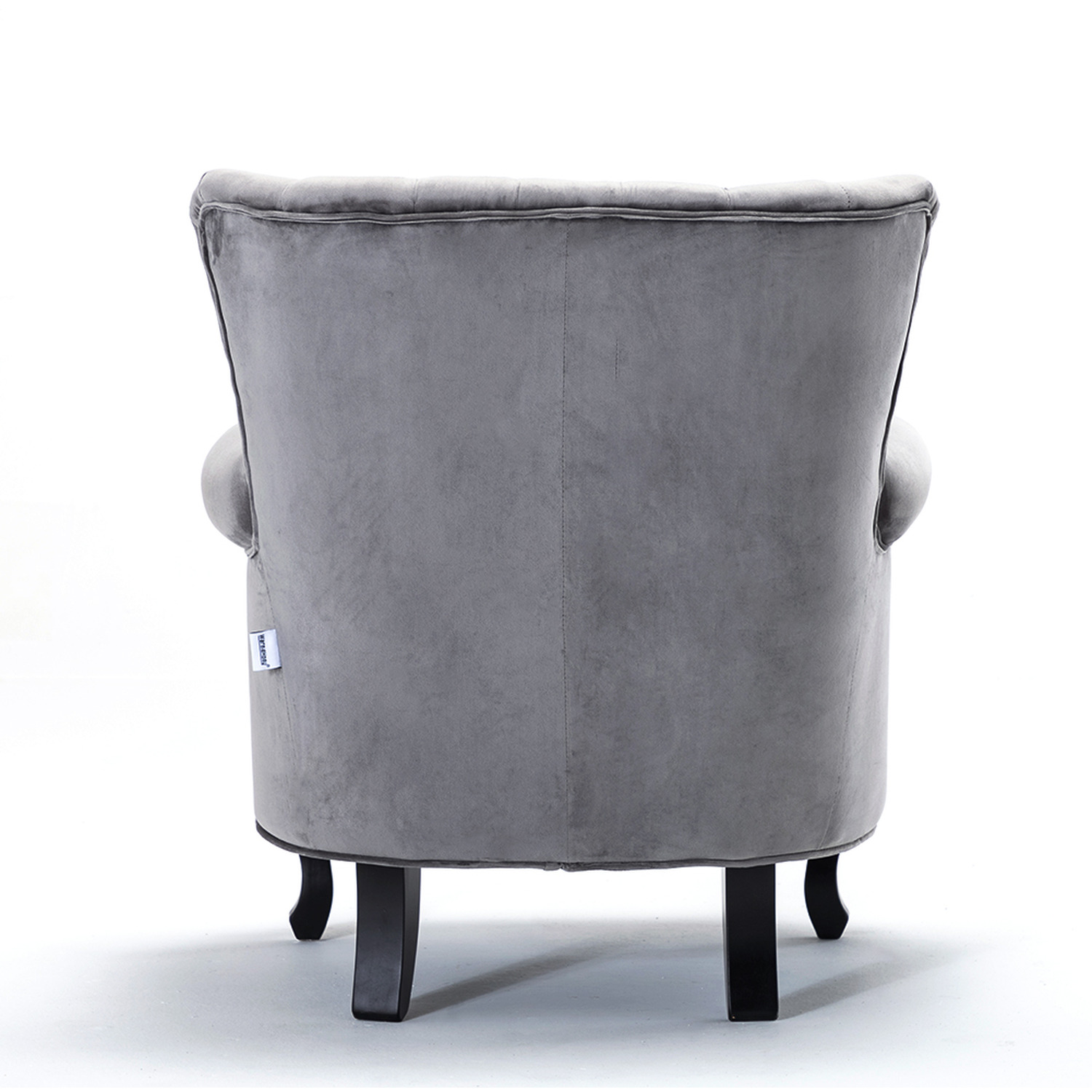 Velvet Armchair With Wingback And Studs Details - Grey