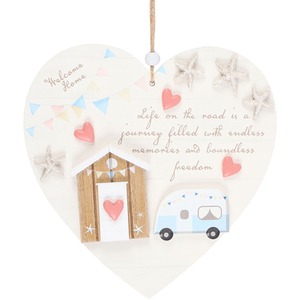 Life on the Road Shell Caravan Hanging Heart