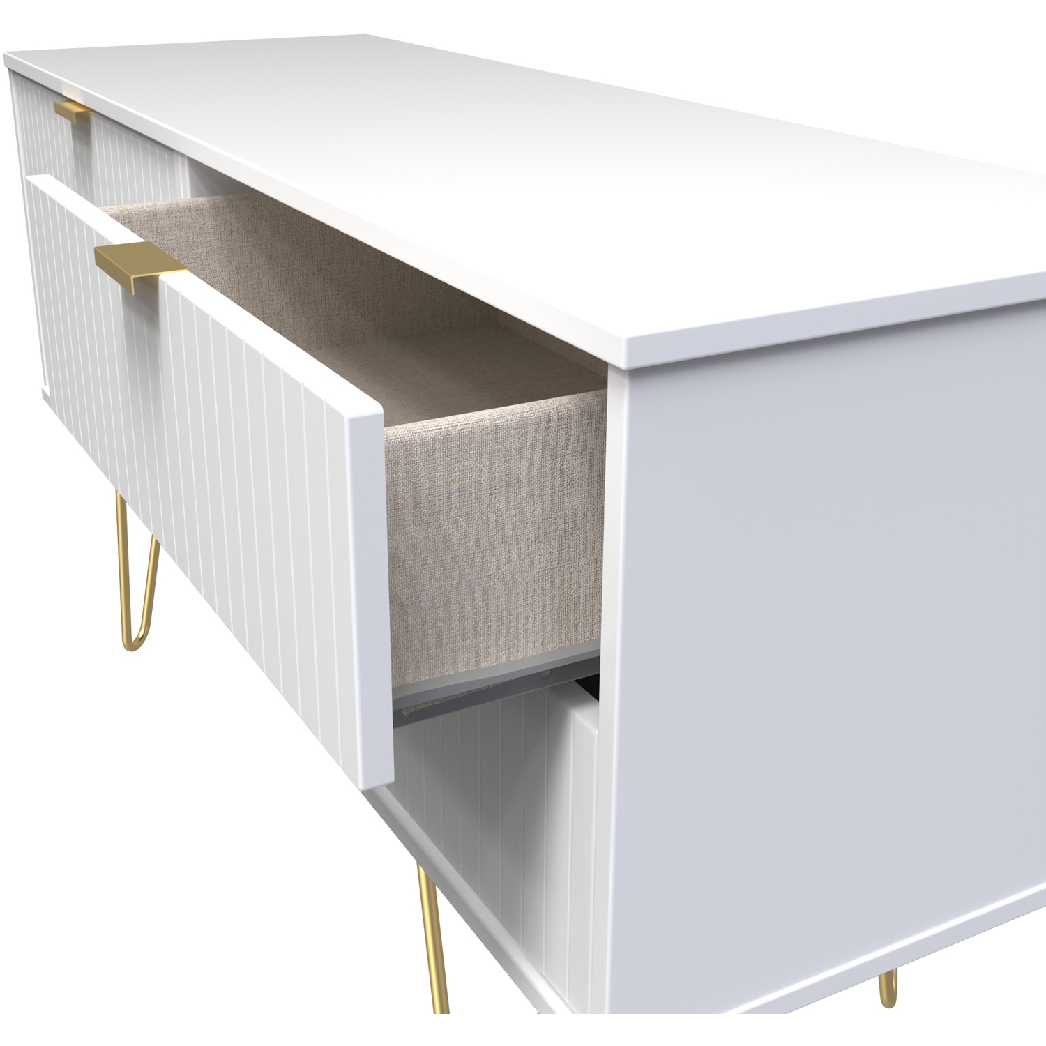 Linear Ready Assembled 4 Drawer Bed Box - White Matt