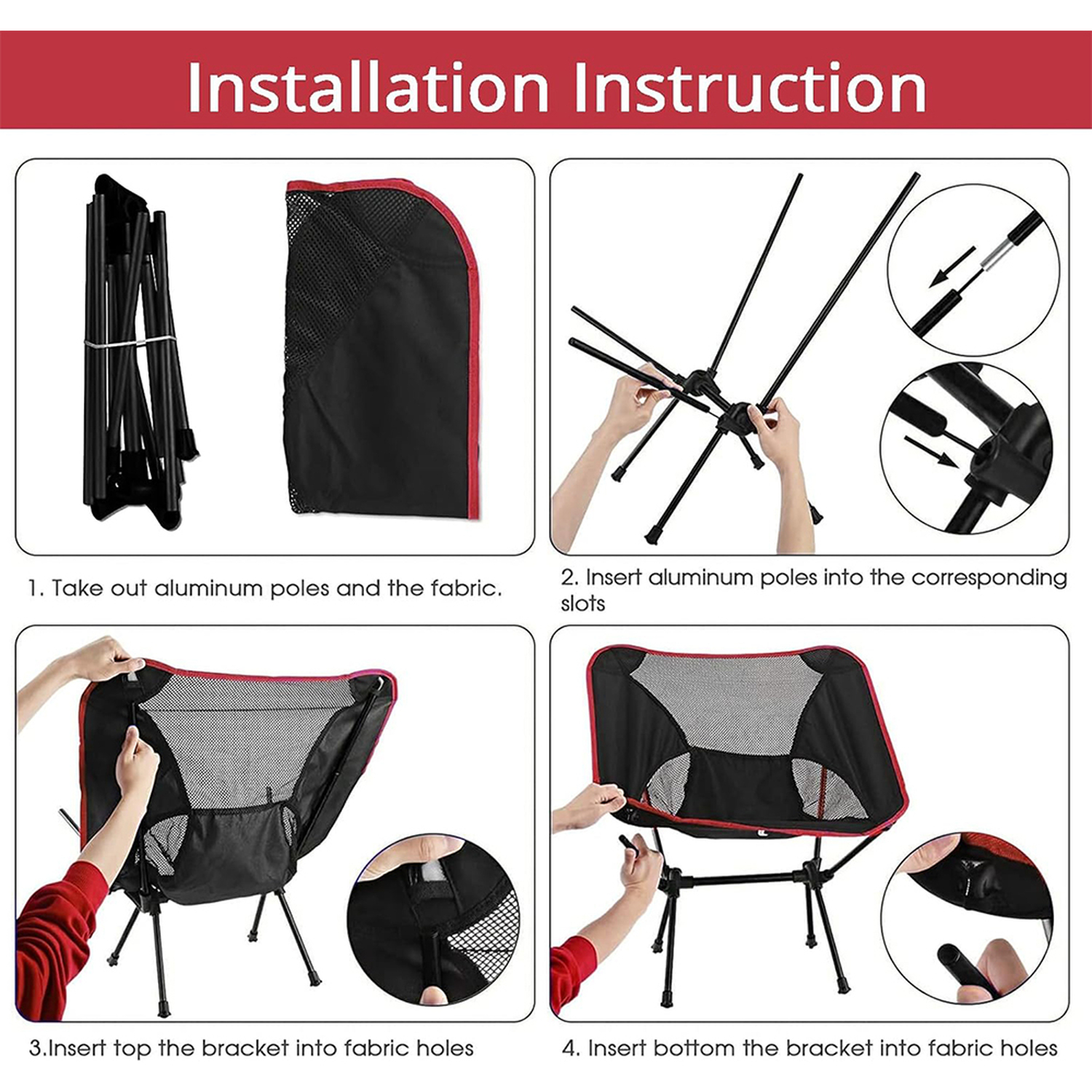 Portable Folding Camping Chair with Removable Sunshade, High Portable Folding Camping Chair with Removable Sunshade, High