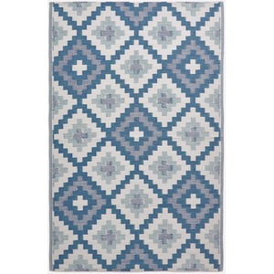 Blue / 180cm Homescapes Outdoor Rug Luxury Waterproof Reversible Recycled, Blue Mia Aztec shot 9732136