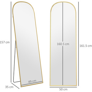 Gold Tone / 1.5cm HOMCOM Full Length Mirror w Aluminium Frame shot 9787294