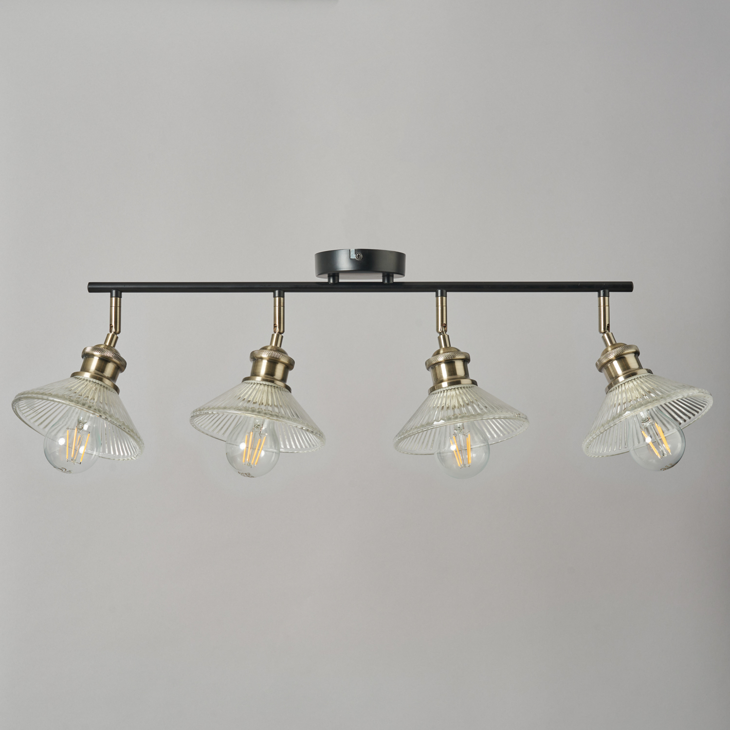 Zeke 4 Light Industrial Spotlight Bar - Antique Brass
