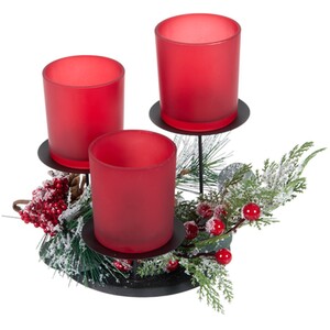 Red Berry Triple Candle Holder Set