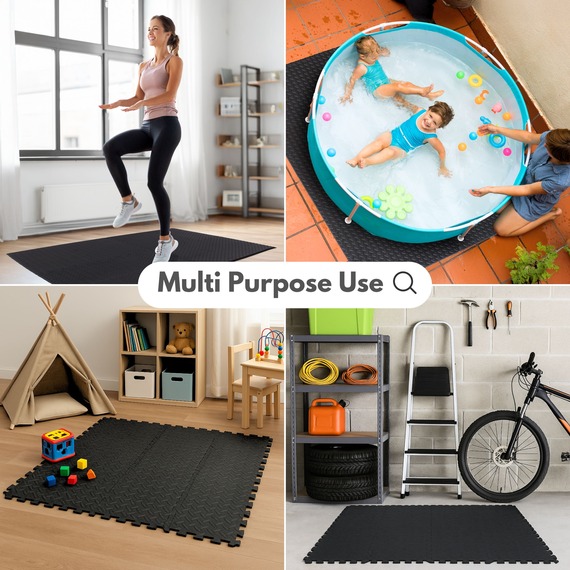 Interlocking EVA Foam Floor Mats - Non Slip Soft Large Tiles for Gym  Garage