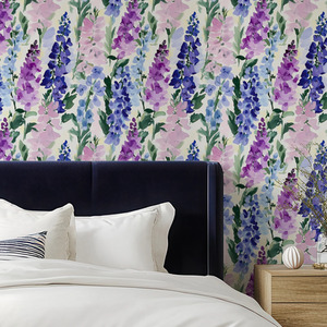 Foxglove Folly Wallpaper in Lilac and Blues