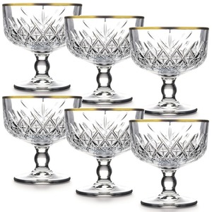 Ice Cream Sundae Footed Cups with Gold Rim