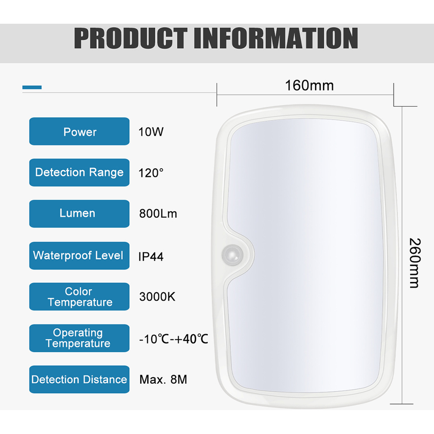 10W LED Infrared Sensor Light for Versatile Use