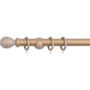 Light Bronze / 120cm A.Unique Home Ribbed Wooden Curtain Pole with Rings and Fittings (35mm) shot 10828604