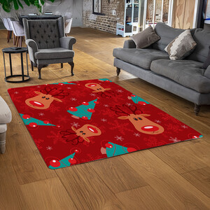 Reindeer And Tree Pattern Style Rug