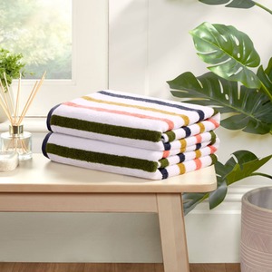Amalfi Cotton Striped Bath Sheet Luxury Soft Quick Dry Absorbent Plush Towel