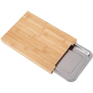 2-in-1 Chopping Board with Sliding Stainless Steel Tray