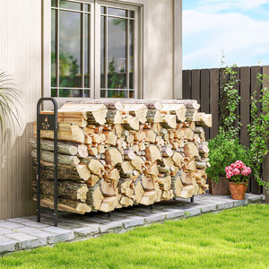 Brick Log Rack Outsunny 6.5 FT 300 kg Steel Firewood Log Rack