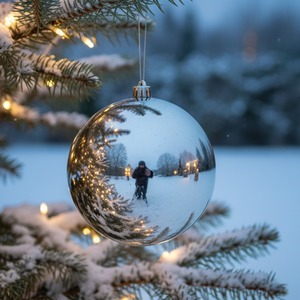 Large Silver Christmas Tree Bauble 14cm Xmas Tree Decoration