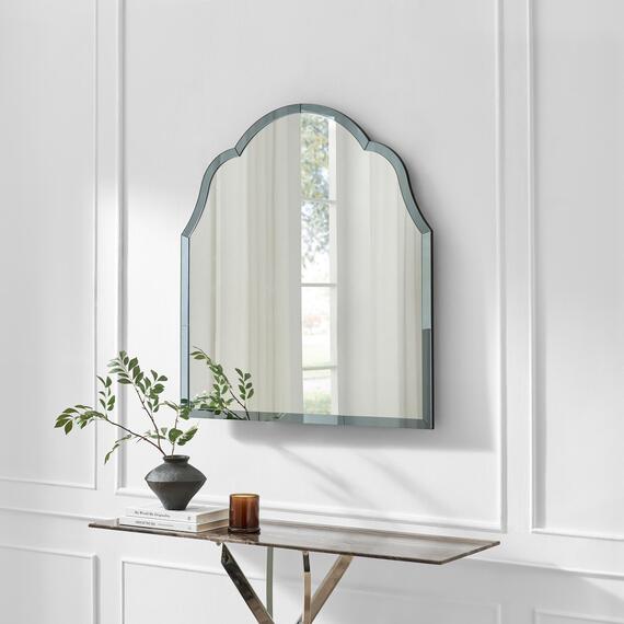 Opaline Blue Ornate Large Arch Wall Mirror
