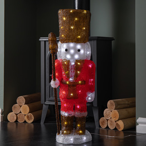 Acrylic Christmas Nutcracker Decoration with 80 White LEDs