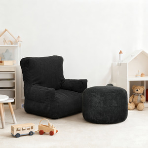 Kids Corduroy Bean Bag With Footstool