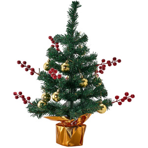 Mini Christmas Tree with Lights and Ornaments