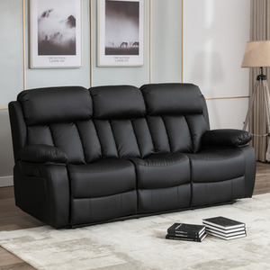 Chester Manual High Back Luxury Bond Grade Leather Recliner 3 Seater Sofa